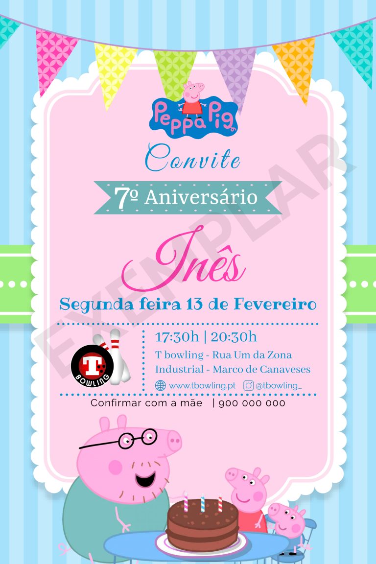 Convite de aniversário da Peppa Pig