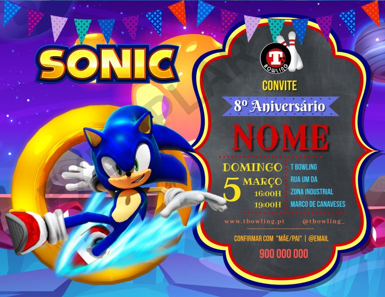 Convite de aniversário do Sonic